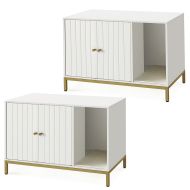 ,2x Feandrea cat litter box cabinet Divit BK2718 cat toilet,, with scratching mat 80 x 50 x 21.65 inch,