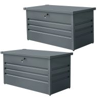2x outdoor metal storage box AB5 garden chest lockable 350 liter