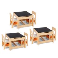 Set of 3 3-piece children's seating group made of wood KG1 Divit children's table group with 2 chairs