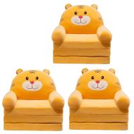 Set of 3 children's armchairs foldable Divit children's sofas sofa bed padded with plush PL48 tiger design