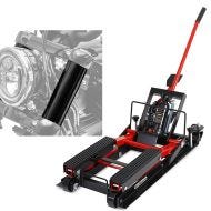 Lifting platform Midlift L up to 1500 lbs in red + fork cover suitable for Harley Davidson Dyna 06-17