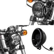 LED headlight 5.75 inch + LED headlight housing kit + grill suitable for Harley Davidson Sportster 04-20