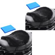 2x Motorcycle lambskin seat cushion with gel pad Tourtecs LG14 comfort cushion 32 x 10.63 inch
