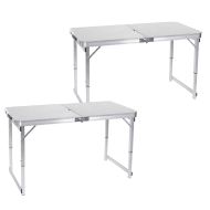 2x Camping table foldable aluminum Vanit folding table portable height adjustable ME57 silver