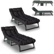 2x Folding deck chair KL3 outdoor garden lounger with mattress