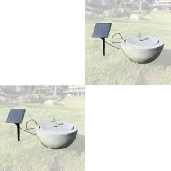 2x Solar fountain garden resin stone bowl Ø 10.24 inch Divit RI58 grey