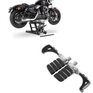 Set: Hebebühne L für Harley und Chopper -680kg + Fussrasten Fahrer-Sozius für Harley-Davidson FP18 chrom_1
