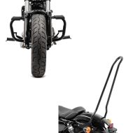 Set: Sissybar für Harley Sportster 04-20 Tampa XL schwarz + Sturzbügel Harley Davidson Sportster 04-20 Mustache in schwarz_1