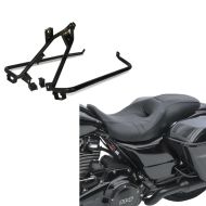 Set: Seat fits for Harley Davidson Touring 08-23 Driver Passenger Craftride XG4 + Saddlebag Support Kit fits for Harley Davidson Touring Models 09-13 black Craftride