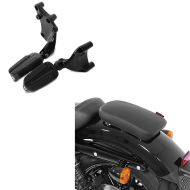 Set: Footpegs Passenger compatible with Harley Davidson Sportster 2014-2019 Craftride with support in black + Pillion Seat Pad Suction Cup for Custom Bikes Craftride Glider X black