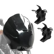 Set: Quarter Fairing fits for Harley Davidson Dyna / Sportster Craftride Q1 dark + Windshield Clamps 1.54 inch fits for Harley Davidson Sportster 88-20 Dyna 91-05 black Craftride