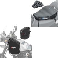 Set: Sturzbügeltaschen für Royal Enfield Himalayan K5 + Luftkissen Tourtecs Air Deluxe M Komfort Sitzkissen in schwarz_1