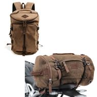 Set: Gepäckrolle VG5 Hecktasche Vintage 30Ltr in braun + Hecktasche Vintage 35L Canvas Rucksack Gepäckrolle braun_1