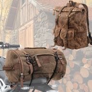 Set: Rucksack Canvas RG7 Vintage tasche 25Ltr Retro braun + Hecktasche Vintage 35L Canvas Rucksack Gepäckrolle braun_1