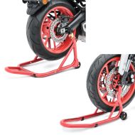 Set: Rear Paddock Stand ST Racing red + Front Wheel Fork Stand red