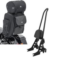 Set: Sissy Bar Abnehmbar CSXL für Harley Sportster 04-20 + Sissybar Tasche SXL Hecktasche mit Gepäckrolle in schwarz_1
