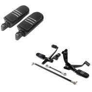 Set: Motorbike Forward controls fits for Harley Davidson Sportster 04-13 Craftride in black + Footpegs Driver-Passenger BQ fits for Harley Davidson Universal black Craftride