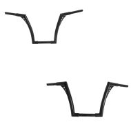 Set: Handlebar Ape Hanger Fat B2 1-1/4" Height 12" fits for Harley Davidson by Craftride Black + Handlebar Ape Hanger Fat B2 1-1/4" Height 14" fits for Harley Davidson by Craftride Black