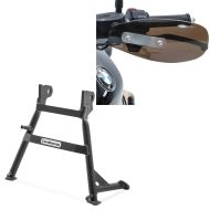 Set: Hauptständer Honda Varadero 125 04-16 Mittelständer in schwarz + Handprotektoren Universal Tourtecs HP Lenkerschutz dunkel getönt_1