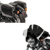 Set: Chopper Seitenkoffer (Paar) Nevada je 20 Liter schwarz + Windschild Batwing für Custombikes inkl. Haltesatz dunkel getönt_1