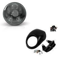 Set: LED Scheinwerfer 5,75" Hauptscheinwerfer + Scheinwerfer Maske für Harley Dyna -2005/ Sportster 95-20_1