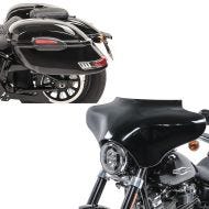 Set: Seitenkoffer Set Delaware 33Ltr rechts und links in schwarz + Batwing Verkleidung für Harley Davidson_1