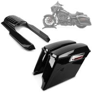 Set: Saddlebags fits for Harley Davidson Touring 94-13 Craftride Stretched 35Ltr in black + Rear Fender Extension Filler fits for Harley Davidson Touring 96-08 Craftride