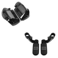 Set: Lower vented Leg Fairing compatible with Harley Davidson Touring Modeelle 2014-23-24 Craftride black + Motorbike Crash Bar Highway Footpegs Craftride CF11 for 1.26 inch in black
