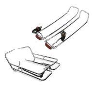 Set: Kofferträger Twin Rail für Harley Touring 97-08 mit Schutzbügel + Koffer-Reling LED für Harley Touring 93-13 chrom_1