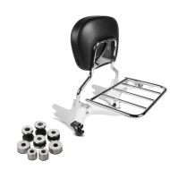 ,Set: Sissy Bar with Rear Rack detachable S1 fits for Harley Davidson Electra-Street-Road Glide,, Road King 97-08 chrome Craftride + Docking Hardware Kit fits for Harley Davidson Touring models 1997-2008 Craftride,