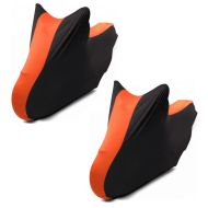 2x Motorradabdeckung Indoor Craftride M-L Stretch Garage in schwarz-orange Spar-Set_1