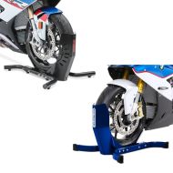 Set: Motorradständer Easy-Evo in schwarz Motorradwippe + Motorradwippe Easy-Plus Motorradständer bis 21 Zoll blau_1
