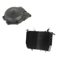 Set: Radiator compatible with Yamaha YZF-R6 08-16 Water Cooler Engine Cooling + Alternator Cover compatible with Yamaha YZF-R6 06-19 Stator engine cover