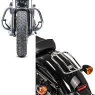 Set: Sturzbügel für Harley Davidson Sportster 04-20 HS5 chrom + Gepäckträger für Harley Davidson Sportster Solo Rack chrom_1