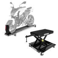 Set: Dolly Mover with Wheel Chock Smart-Mover max 990 lbs grey + Scissor Lift Dolly Midlift M Mover 1100 lbs in