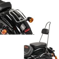 Set: Sissybar Tall Harley Sportster 04-20 Rider-XXL chrom + Gepäckträger für Harley Davidson Sportster Solo Rack chrom_1