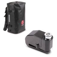 Set: tail bag Backpack BK35 Waterproof Rear Seat Dry Bag 35L + Alarm Brake Disc Lock 110dB BS-Motoparts Theft protection