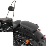 Set: Sissy Bar Tall compatible with Harley Davidson Sportster 04-20 Craftride chrome + Pillion Seat Pad Suction Cup for Custom Bikes Craftride Glider X black