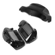 Set: Beinschild für Harley Touring Modelle 2014-2021 belüftet schwarz + Windschild Wave 9" für Harley- Electra-Street Glide 14-21 schwarz_1