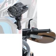 Set: LED Zusatzscheinwerfer mit Sturzbügel Halter und Schutzgitter SX22 + Handprotektoren Universal HP Lenkerschutz dunkel getönt_1