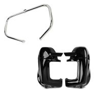 Set: Beinschild für Harley Electra Glide Ultra Classic 89-13 belüftet + Sturzbügel für Harley Electra Glide Ultra Classic 97-08 TR1 chrom_1