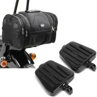 Set: Hecktasche RB1 Gepäckrolle 24-30Ltr für Chopper Cruiser + Trittbretter Fahrer-Sozius für Harley-Davidson MT1 schwarz_1
