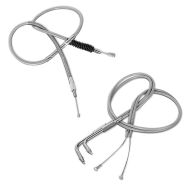 Set: Kupplungszug 150cm für Harley- Sportster 86-09 Edelstahl/Nylon + Gaszug 90cm für Harley- Sportster 2002-2014 Edelstahl Ummantelung_1