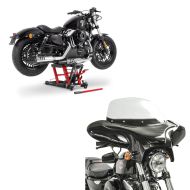 Set: Batwing Verkleidung für Chopper und Custombikes mit Windschild schwarz + Hebebühne Mid-Lift L Motorradheber für Harley und Chopper bis 680 k_1