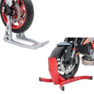Set: Paddock Stand Superlight Front + Wheel Chock Easy-Plus Front Stand up to 21 Inch red