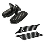 Set: Sozius Trittbretter Harley Touring 93-21 CF2 mit Halter schwarz + Edge Cut Satteltaschen Verschluss für Harley Touring Modelle 93-13_1