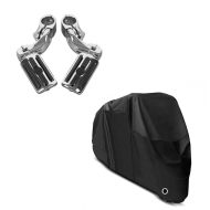 Set: Sturzbügel Fußrasten CF3S für 32mm in chrom + Abdeckplane XXXL Abdeckhaube in schwarz_1