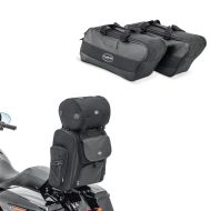 Set: Motorbike Sissy Bar Bag Craftride SXL Rear tail bag with Roll Bag in black + Inner Bag Side Case compatible with Harley Davidson Street Glide Special 15-23 Craftride 19Ltr black