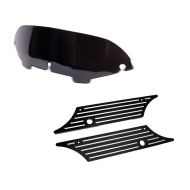 Set: Edge Cut Satteltaschen Verschluss für Harley Touring Modelle 93-13 + Windschild 4,5" für Harley- Electra-Street Glide 96-13 schwarz_1