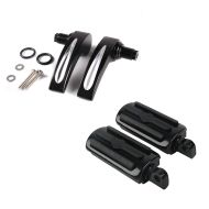 Set: Fußrasten FP1 Fahrer und Sozius für Harley in schwarz + Deckelheber Hartschalenkoffer für Harley Touring 2014-2021 schwarz_1